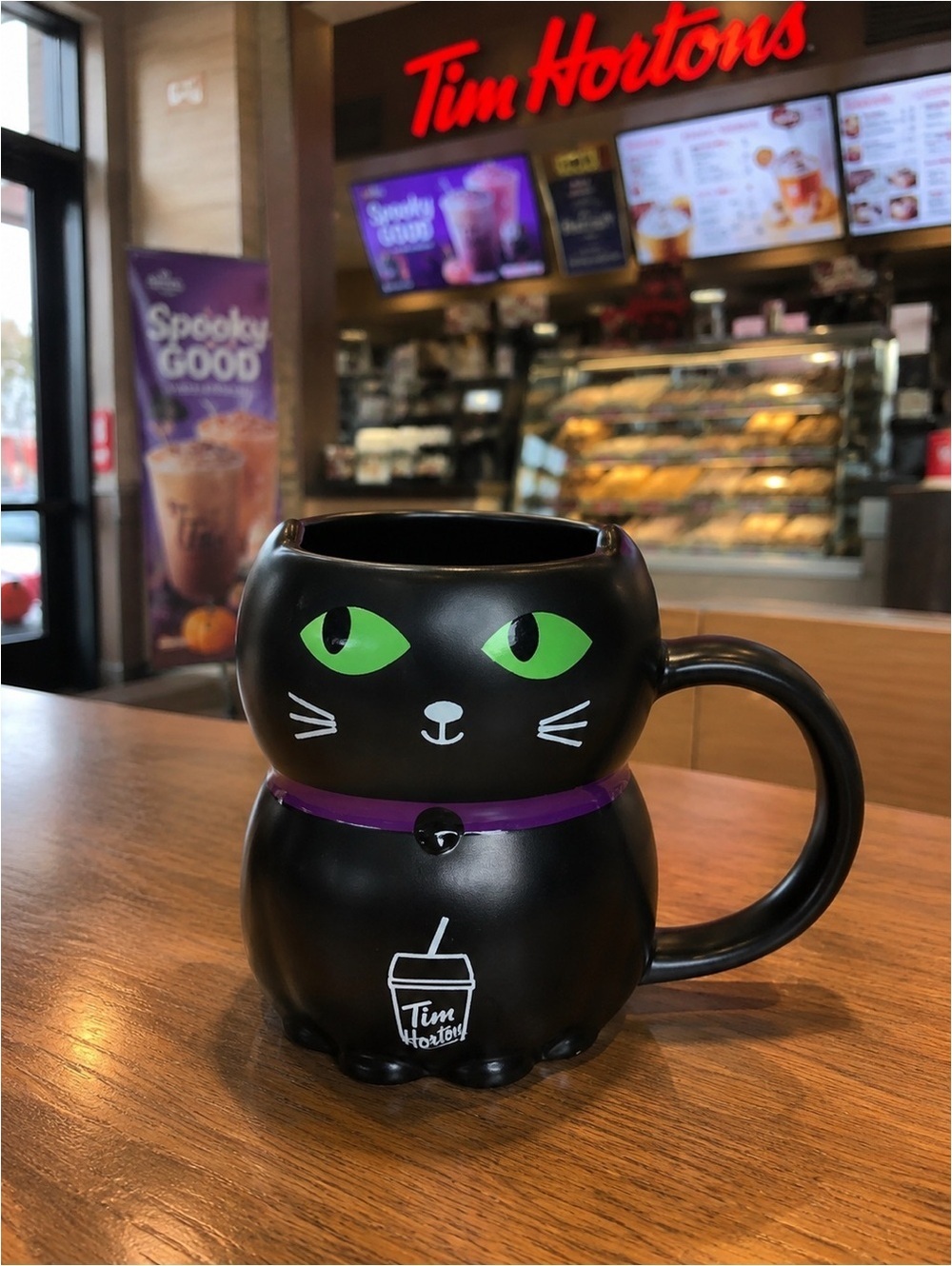 Tim Hortons Black Cat Ceramic Coffee Mug